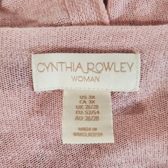 Cynthia Rowley Womens Linen Open Waterfall Lightweight Cardigan Size 3X Pink - Picture 6 of 9